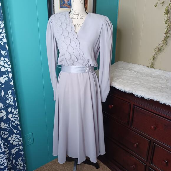 VTG Romantic Ursula of Switzerland Belted Romantic Princess Diana Preppy Dress - Picture 10 of 10